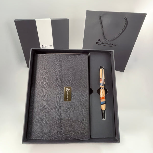 Coffret cadeau : Carnet A5 + Stylo Tricolore drapeau Français. Personnalisation possible.