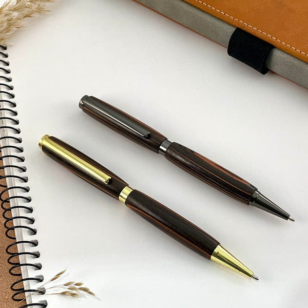 Stylo Bille Bois d'Ebène de Macassar. Personnalisé avec gravure. Livré avec boîte cadeau métal.