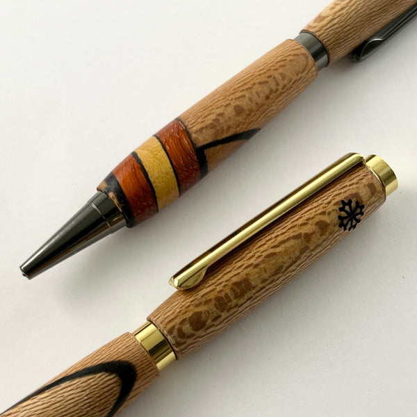 Stylo Bille OCCITANIE - Platane de France – Rouge Or & Croix Occitane. Personnalisé avec gravure. Livré avec boîte cadeau métal.