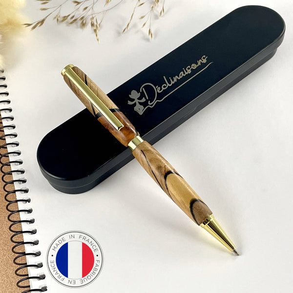 Stylo en bois précieux et résine noire, fabriqué main en France. Stylos Déclinaisons
