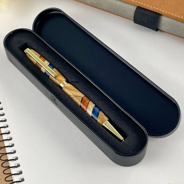 Stylo tricolore, bleu blanc rouge dans sa boite métal cadeau. Stylos Déclinaisons