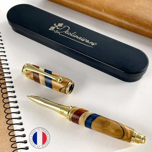 Stylo roller Tricolore drapeau Français. Fabriqué main en France. Stylos Déclinaisons.