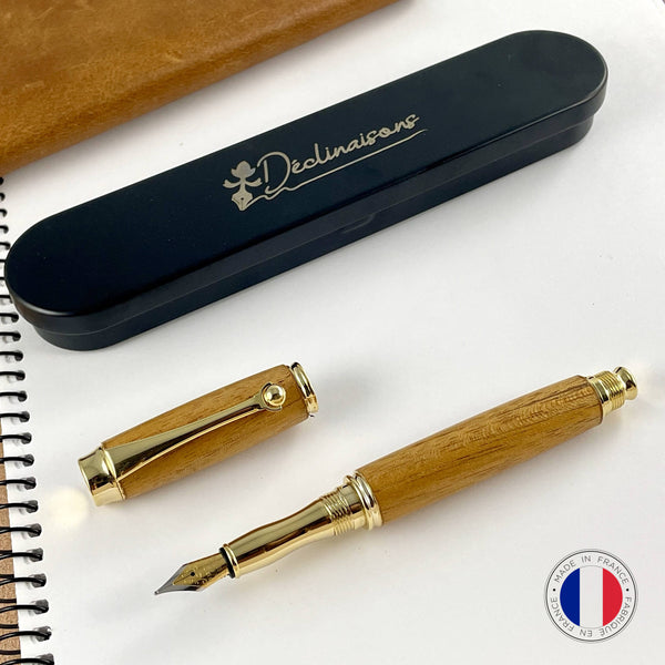 Stylo plume en bois Acajou, fabriqué main en France. Stylos Déclinaisons.