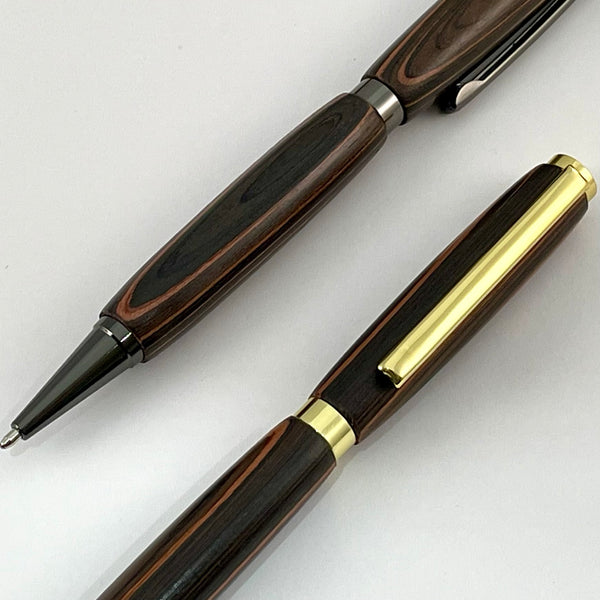 Set of 2 ebony pens from Mozambique, handcrafted in France. Luxury gift box.