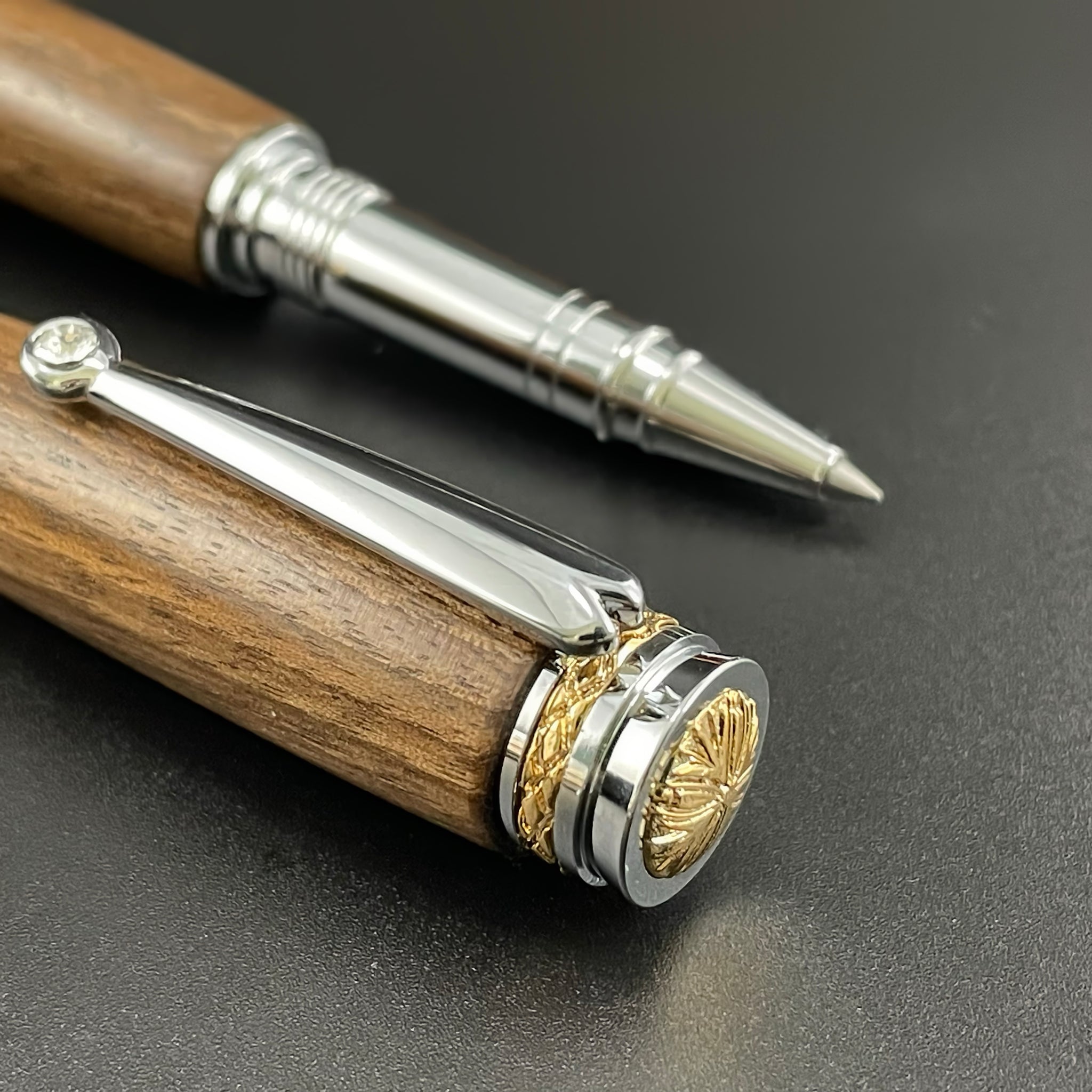 NoTrash2003 Stylo à Bille Et Roller Métal Bois Noyer - Set Élégant Dans Étui Cadeau, Écriture Confortable