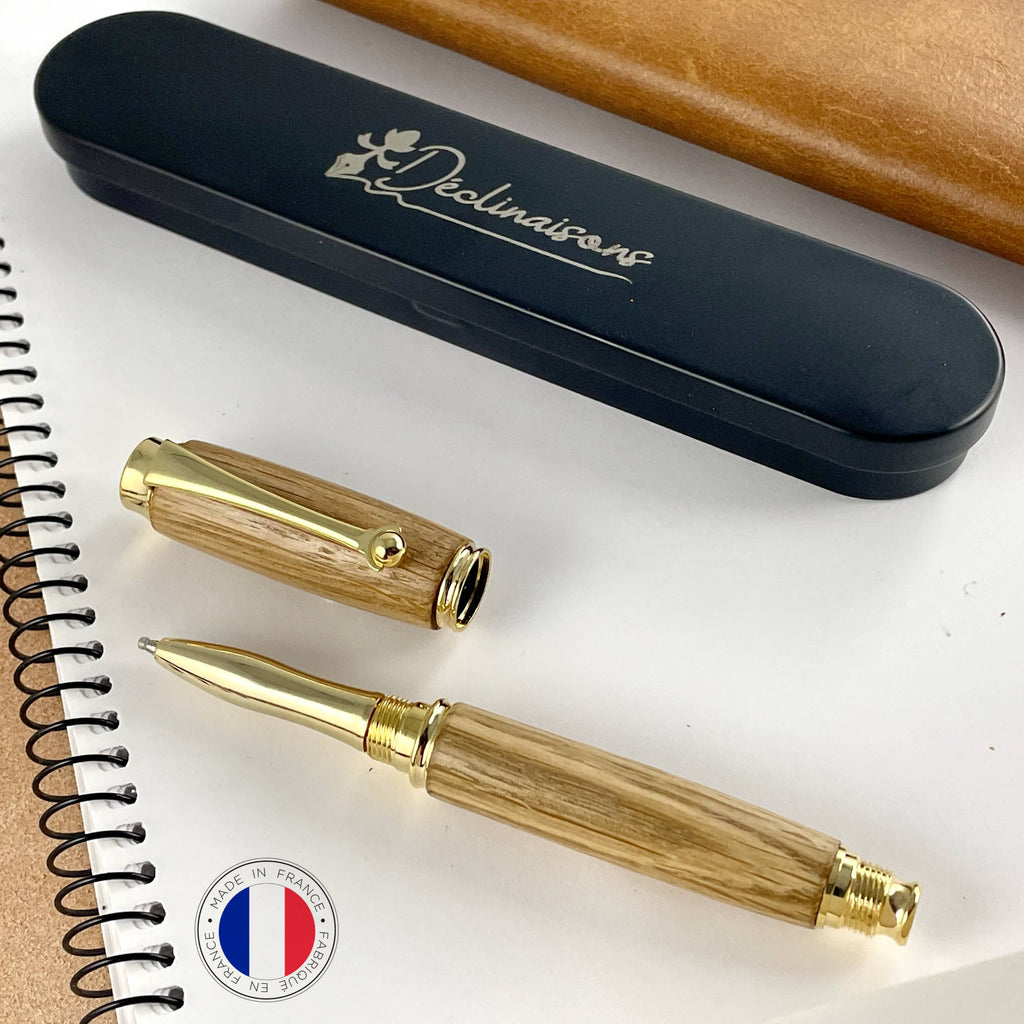 Stylo French French Oak wood rollerball pen. Handmade in France. – Stylos Déclinaisons
